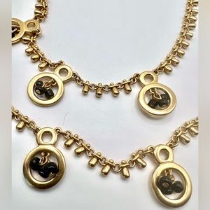 VERY RARE J. Crew Gold Tone Two Layer Circle and Black Bead Station Necklace
